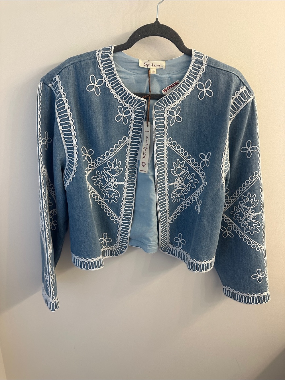100% Cotton Embroidered Blue Jacket